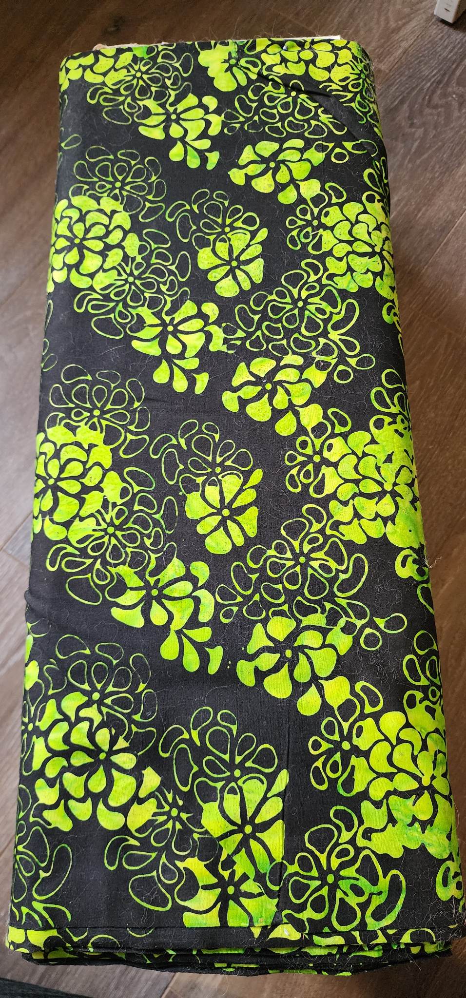 Green flower Batik Fabric