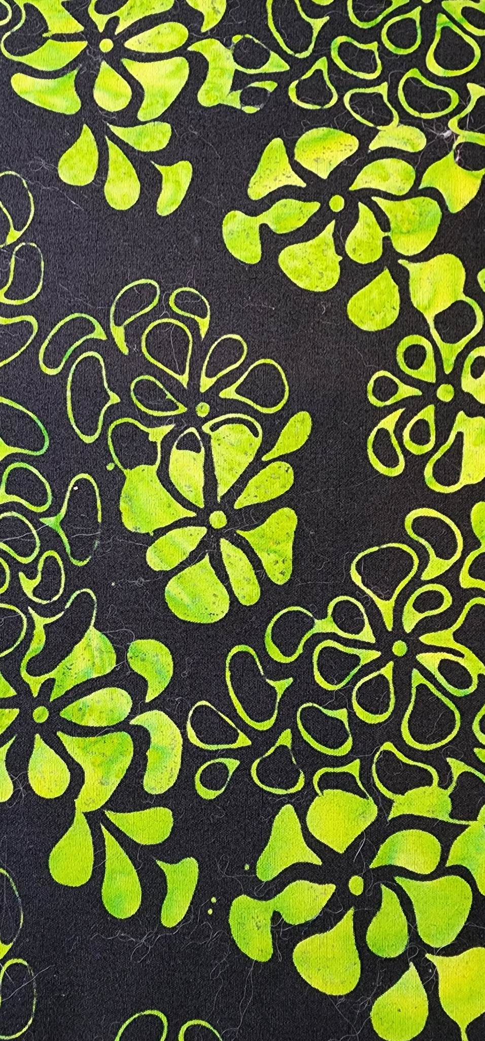 Green flower Batik Fabric