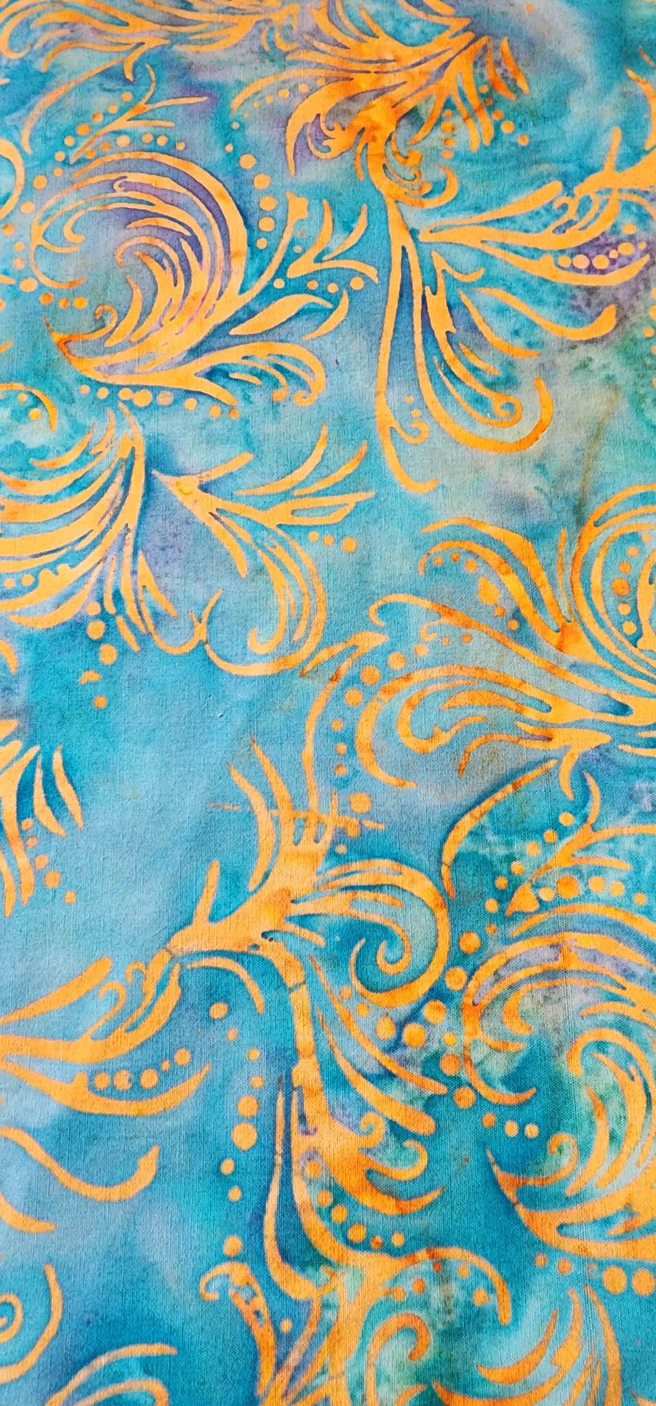 Orange swirl Batik Fabric