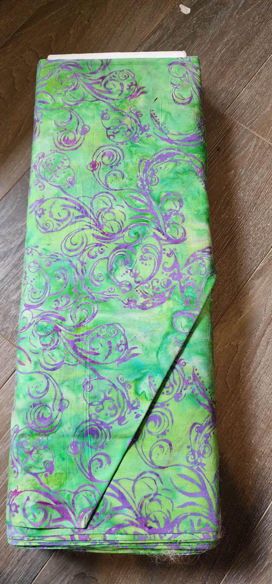Purple green Swirl Batik Fabric