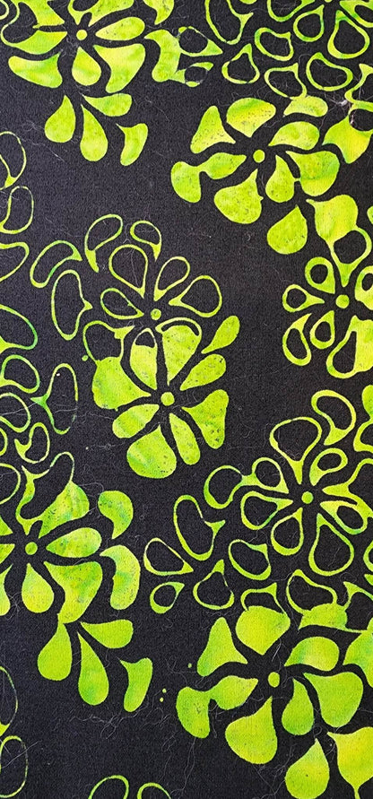 Green flower Batik Fabric